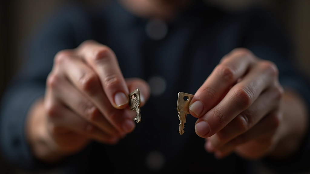 Serrurier tenant une clé nouvellement coupée à côté d'une vieille clé cassée, gros plan des deux objets