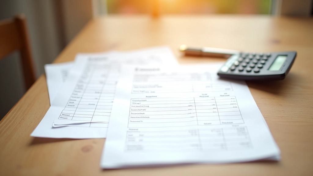 Trois documents de devis étalés sur table avec stylo et calculatrice, comparaison côte à côte, lumière douce